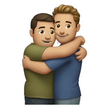 Two normal sized guy hugging a chubby guy  sticker