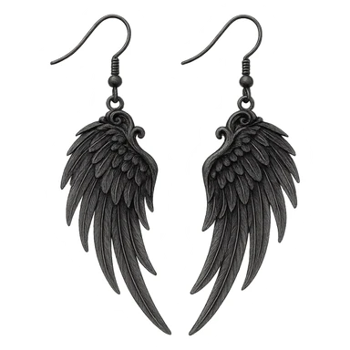 goth earrings, black angel wing, ethereal gothic, delicate sticker