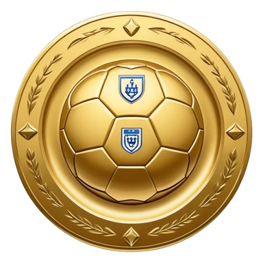round golden plate with football motifs, representing Israeli Premier League champions sticker
