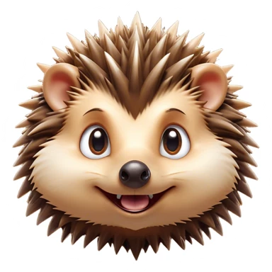Cinematic Comical Hedgehog Portrait Emoji, Head tilted dramatically with an exaggeratedly amused expression, featuring a striking spiky brown Fur with a quirky, scrunched-up face and wide, expressive eyes filled with playful disbelief, Simplified yet hilariously expressive features, highly detailed, glowing with a slightly sassy glow, high shine, dramatic yet playful, stylized with an air of cheeky mischief, bright and endearing, soft glowing outline, capturing the essence of a spirited and over-the-top hedgehog, so meme-worthy it feels like it could roll its spines into internet fame instantly! sticker