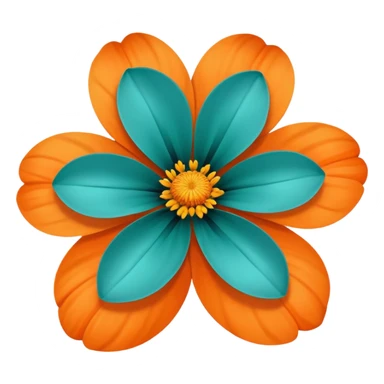 flower with teal petals and orange center sticker