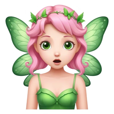 pink fairy in green dress surprise sticker