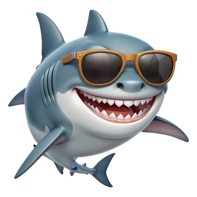 cartoon shark smiling with white teeth wearing dark sunglasses sticker