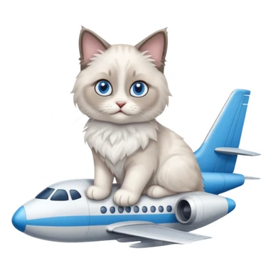 Cute ragdoll cat on an airplane. Should sit on top of the plane, cat is way bigger than airplane sticker