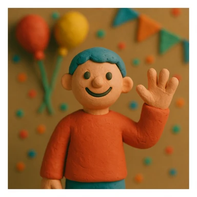 figure waving and smiling, festive background sticker