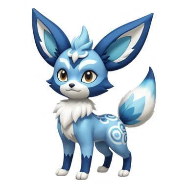 Glaceon-Fennekin-Meowstic-Fakémon-hybrid-creature (full body)  sticker
