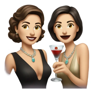 rich caucasian women two friends sipping martinis brunettes sticker