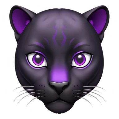 sleek black panther with bright purple eyes, happy face sticker