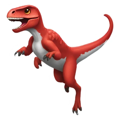 a red raptor jumping sticker