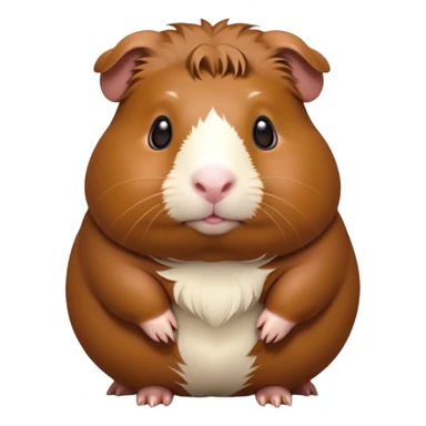 Cinematic Noble Brown Guinea Pig Portrait Emoji, Poised and regal, with a compact, chubby build and a soft, well-groomed rich brown coat, deep-set soulful dark eyes, Simplified yet sharp and sophisticated features, highly detailed, glowing with a warm, dignified glow, high shine, intelligent and charming, stylized with an air of gentle coziness, focused and attentive, soft glowing outline, capturing the essence of a watchful and confident little rodent, so majestic it feels as though it could scurry out of the screen with effortless authority! sticker