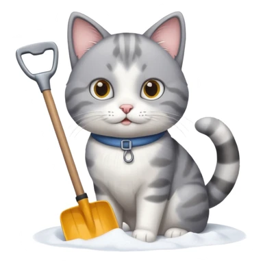 Katze arbeitet mit schneeschieber  sticker