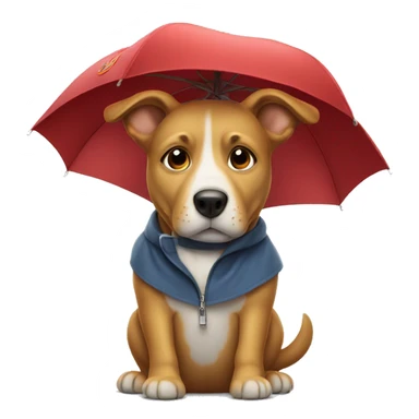 Dog wearing a hat with umbrella sticker