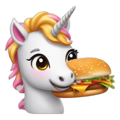 cute unicorn slapped with hamburger sticker