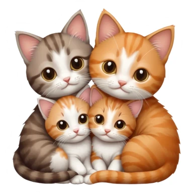 3 very small kittens cuddling together all different colours, the first one is grey and white, the second is ginger and white and the third is brown tabby and white sticker