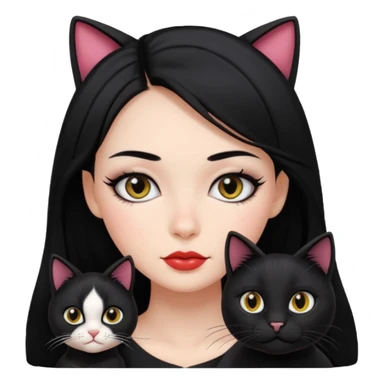 girl with black hair long makeup pretty 🐈‍⬛ sticker