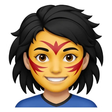 A black hair teen supporter with bold full-face paint, smiling with fierce team spirit. sticker