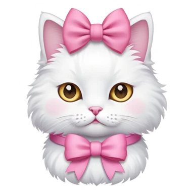 White Cat wearing pink bow sticker