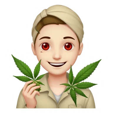 Make an emoji of a person extremely high off weed sticker