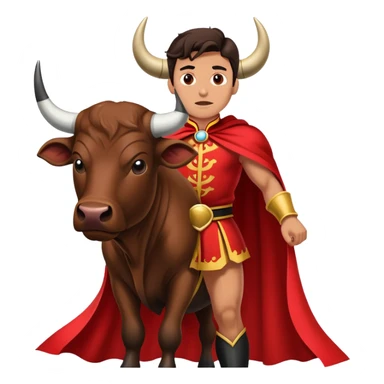 matador with red cape facing a charging bull sticker