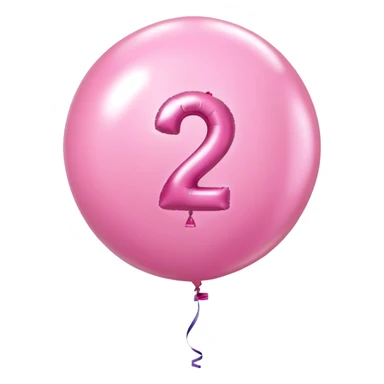 Pink birthday balloon with a 2 on it sticker