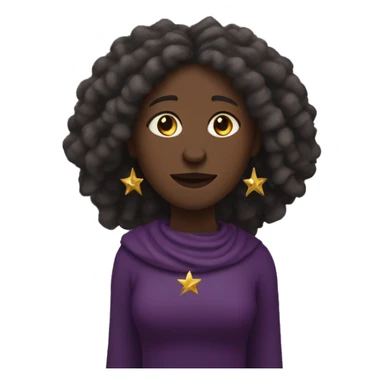 Afro indigenous woman with dread locks twnnwtwnttwnwnttqnt tmmynanagnwtnsttnantanta and dark skin, purple medieval dress holding a golden star. sticker
