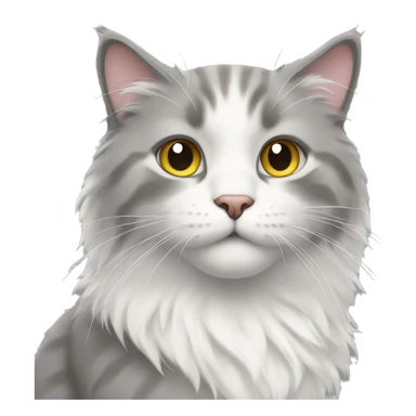 Grey and white fluffy cat sticker