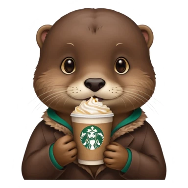 Otter drinking starbucks coffee sticker