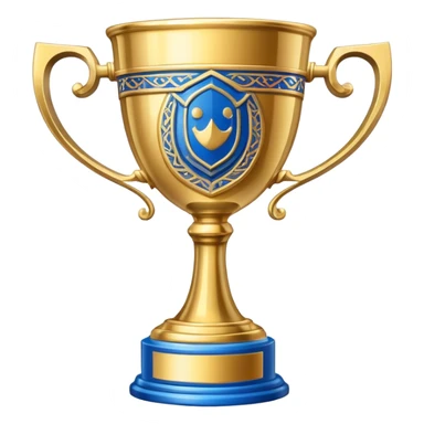championship trophy cup with blue details sticker