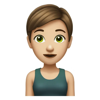 girl with short brown hair, green eyes , and nose ring sticker