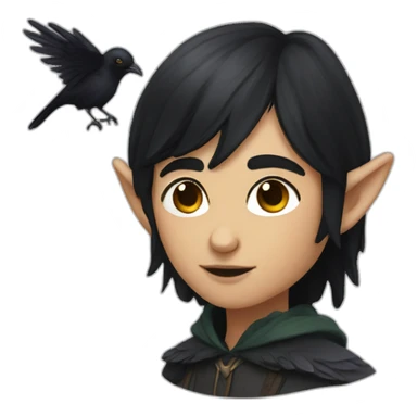 blind elf with black hair and a raven sticker