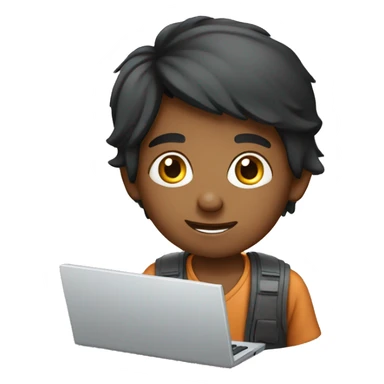 Indian boy with computer  sticker
