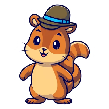 cartoon squirrel with a hat sticker
