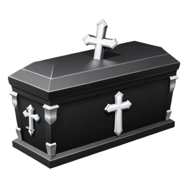 Gothic Victorian black coffin with a tiny white cross on it  sticker
