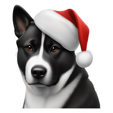 Black American akita wearing Christmas hat with his black and white American akita friend  sticker