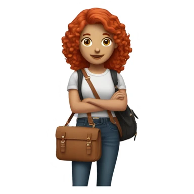red head student wearing a cross body purse sticker