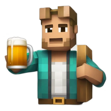 Un personnage Minecraft tenant une bière sticker