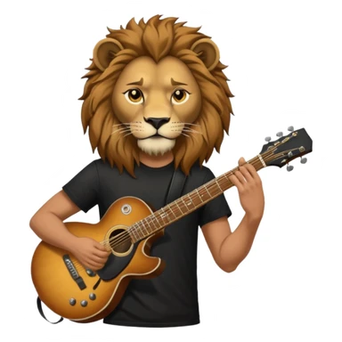 guitar rock player, lion head sticker