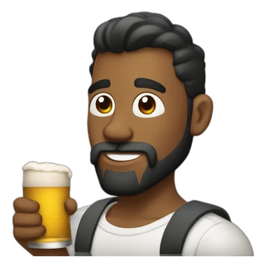 hombre con un pelo negro tupido fumando y bebiendo cerveza sticker