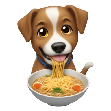 Dog eating a bowl of ramen sticker