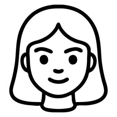 girl with brown hair and thick eyebrows, outlined icon sticker