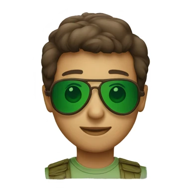 Green and brown aviator glasses sticker