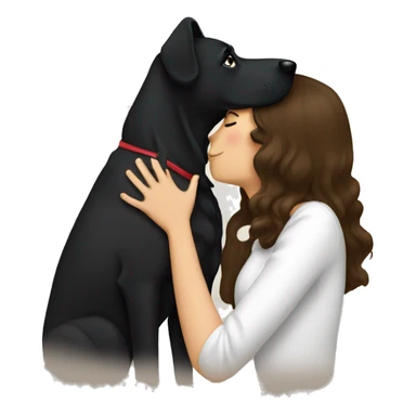 Brunette kissing big black dog sticker