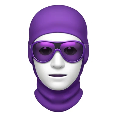 shirtless athletic man with white skin, wearing a purple balaclava face mask and purple sunglasses with black tinted lenses sticker