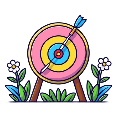 Archery target with green grass and spring flowers sticker