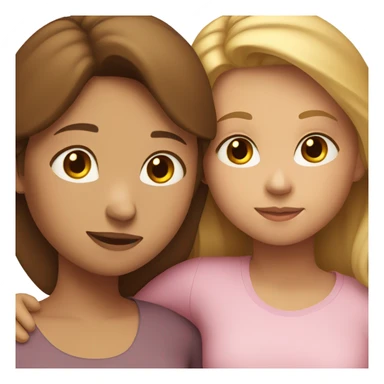 White mom and daughter with brown hair hugging  sticker