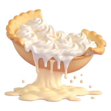 cream pie mid-splat, cream spreading out, crust breaking, playful, no background, same angle sticker