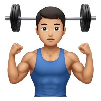 The young Asian guy is working out in gym sticker