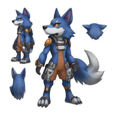  Cool Edgy Colorful Anthro War-Digimon-Fakemon-Wolf with edgy markings full body sticker