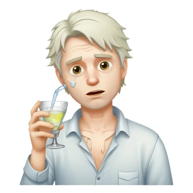 Disheveled, white man with broken neck, drinking vodka sticker