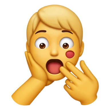 an emoji, just a normal styled like these: 😊🤭🥹😄😭😳😅🥺😇, where the emoji is choking themselves/grabbing their hands arians their throat out of frustration. sticker